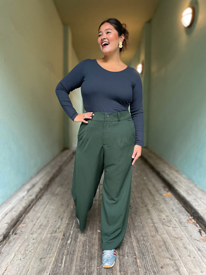 Dianas Vintage Topper Rib topp - langermet - mørk blå