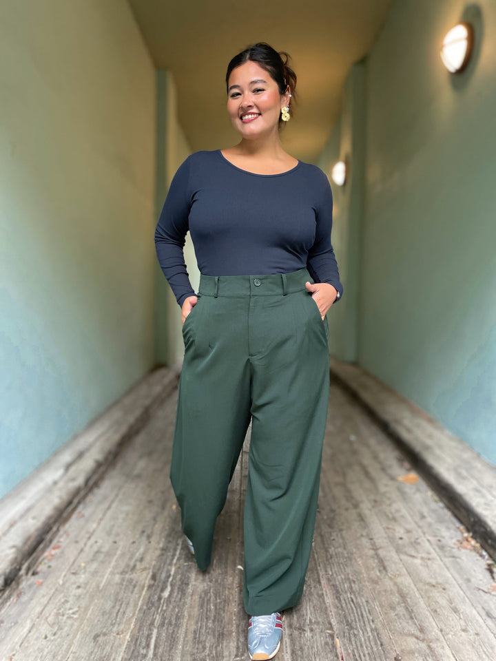 Dianas Vintage Topper Rib topp - langermet - mørk blå