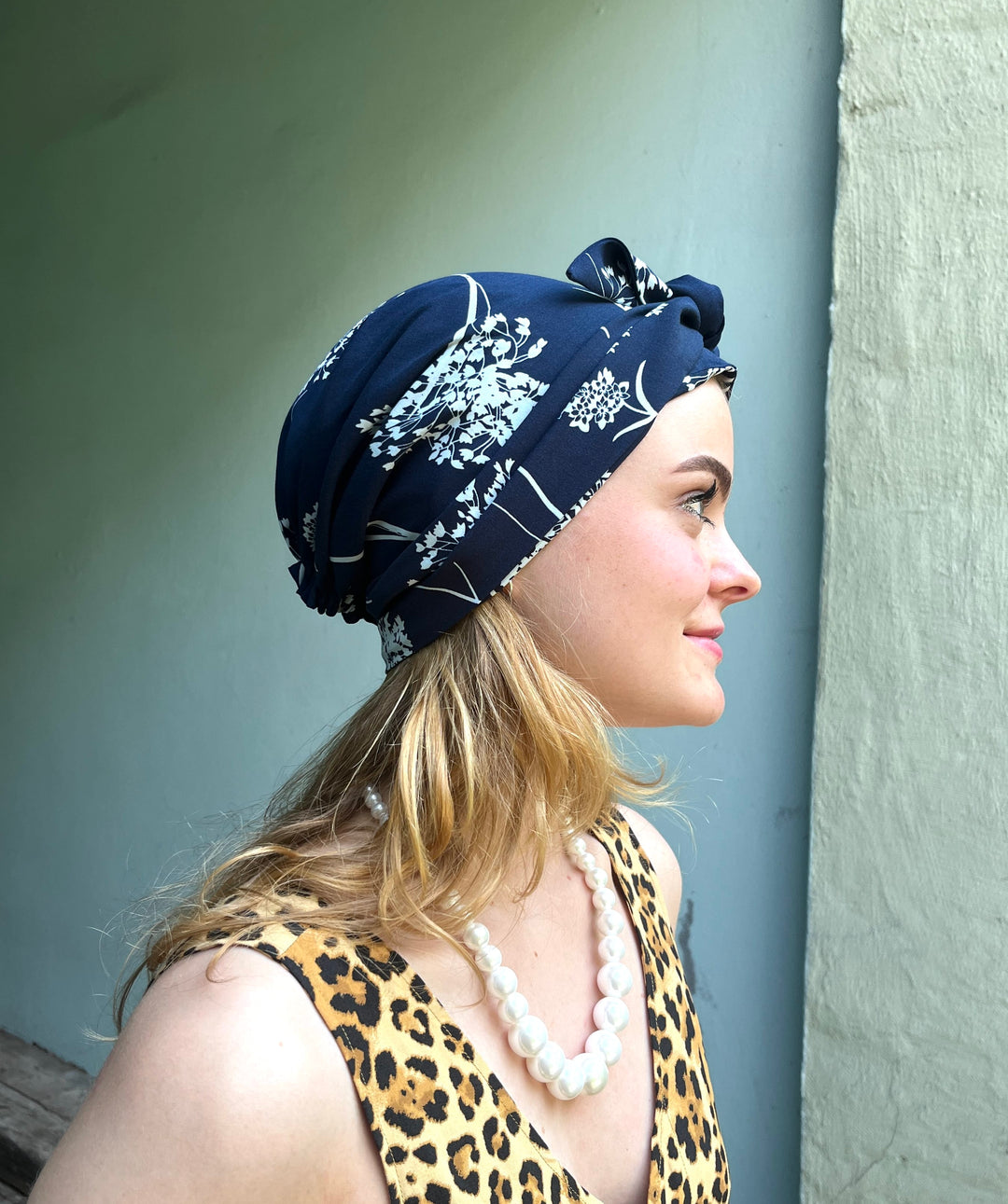 Dianas Vintage turban Turban av restestoff - blue dream