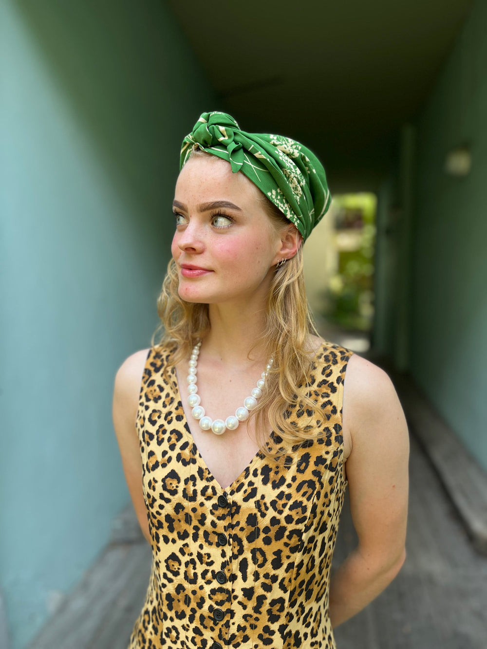Dianas Vintage turban Turban av restestoff - green dream
