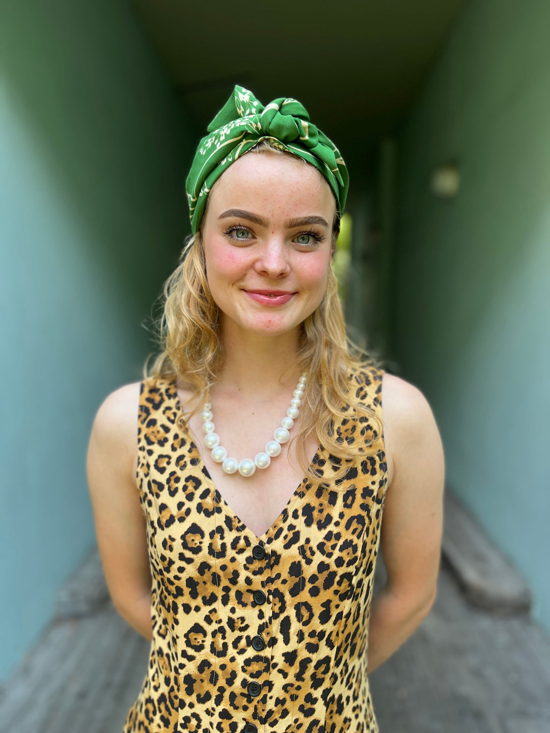 Dianas Vintage turban Turban av restestoff - green dream
