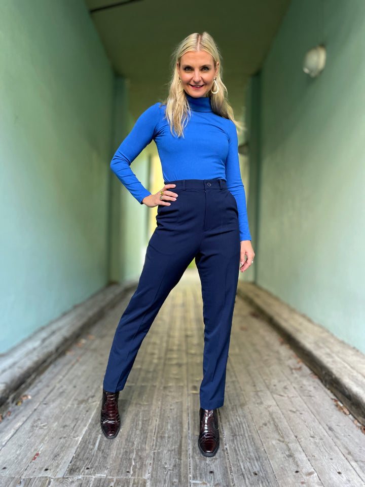 Dianas Vintage turtleneck Cozy topp - blå