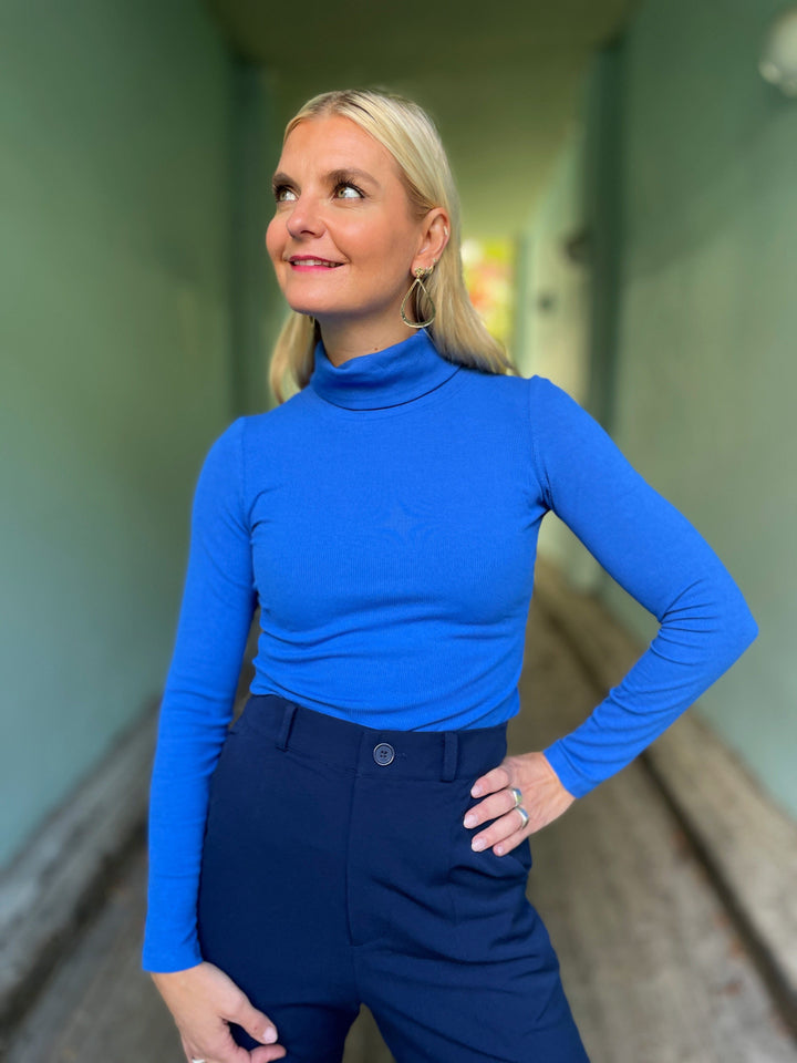 Dianas Vintage turtleneck Cozy topp - blå