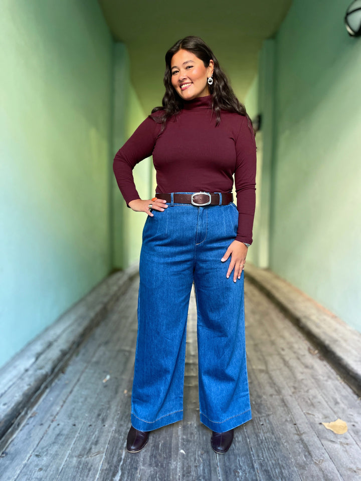 Dianas Vintage turtleneck Cozy topp - burgunder