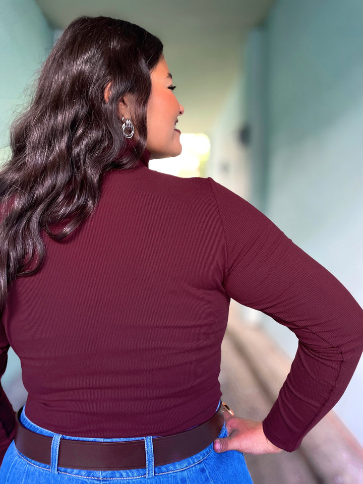 Dianas Vintage turtleneck Cozy topp - burgunder