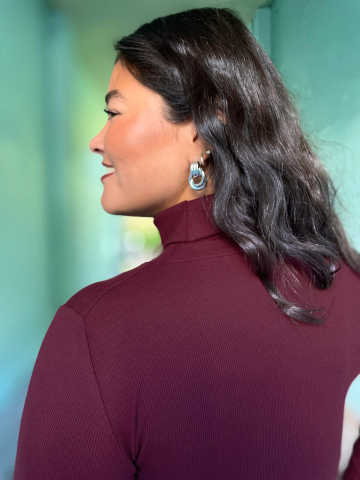 Dianas Vintage turtleneck Cozy topp - burgunder