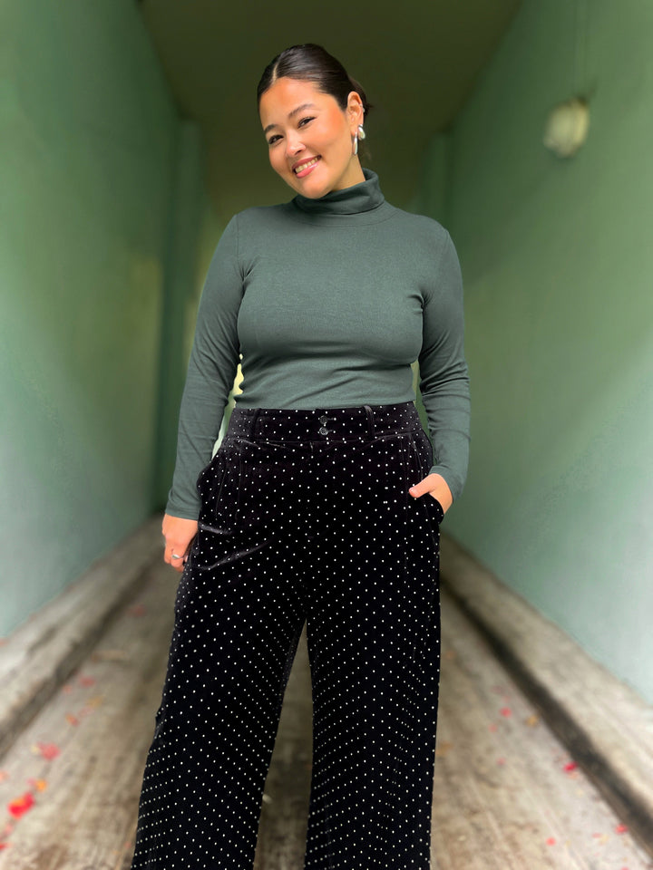 Dianas Vintage turtleneck Cozy topp - dyp grønn