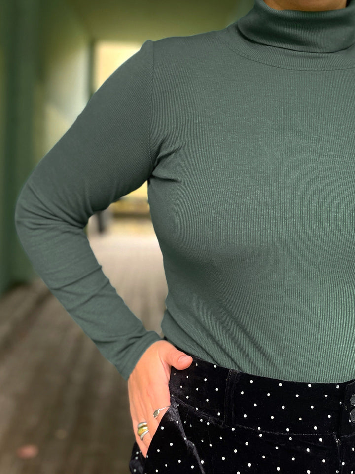 Dianas Vintage turtleneck Cozy topp - dyp grønn