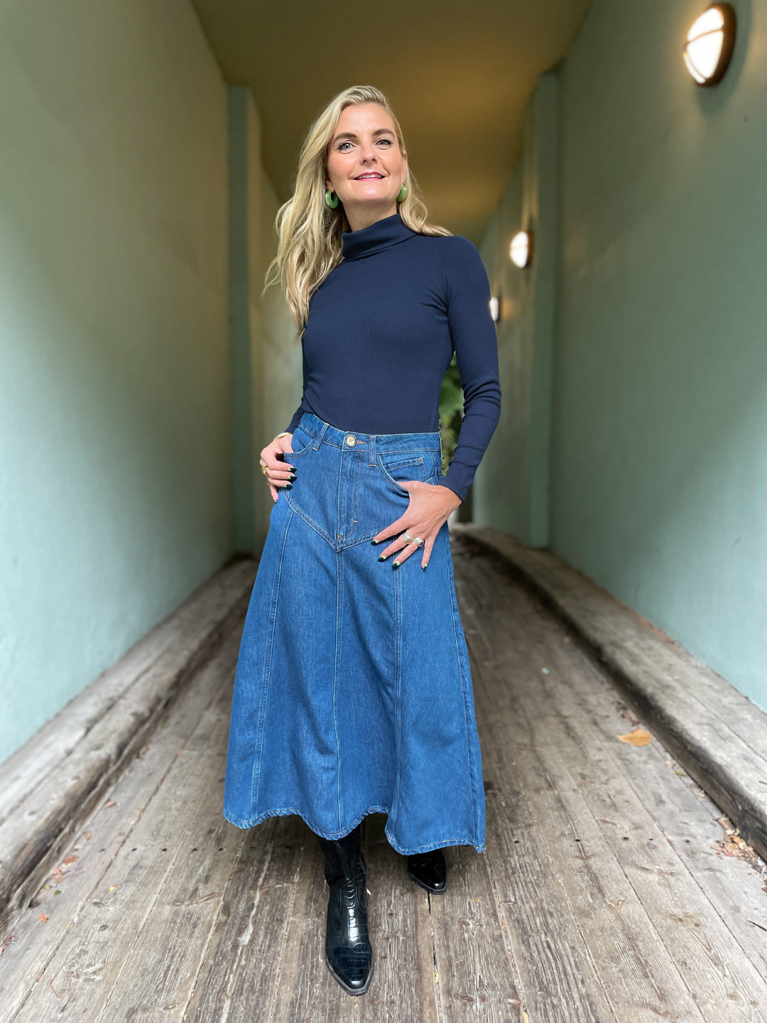 Dianas Vintage turtleneck Cozy topp - mørk blå