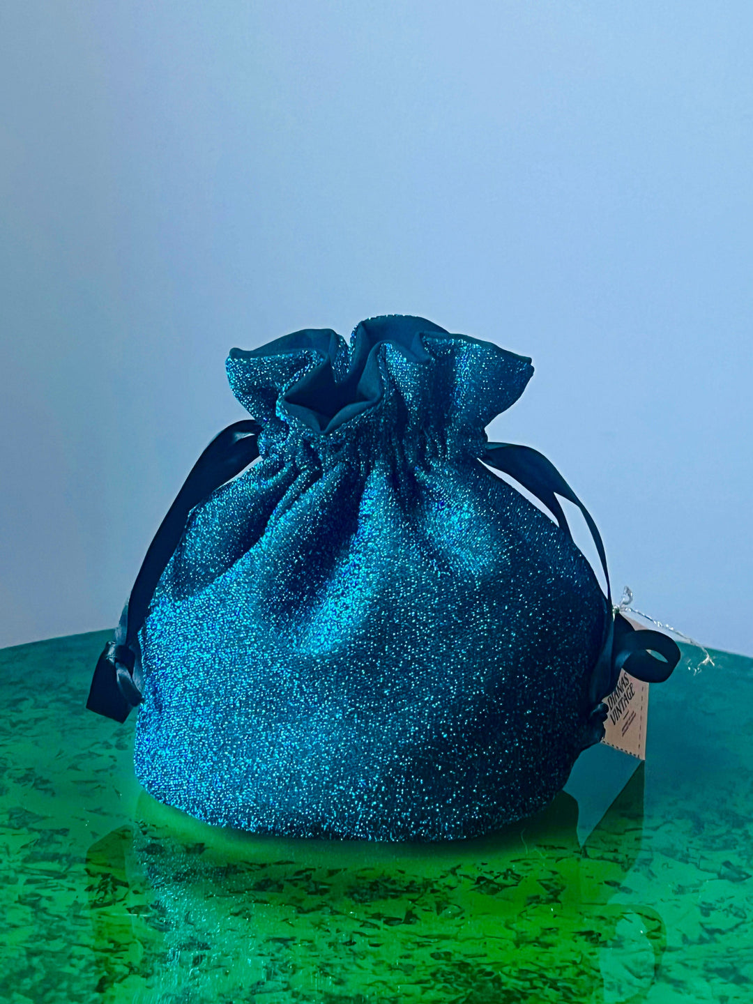 Dianas Vintage vesker Poseveske av restestoff - blå lurex