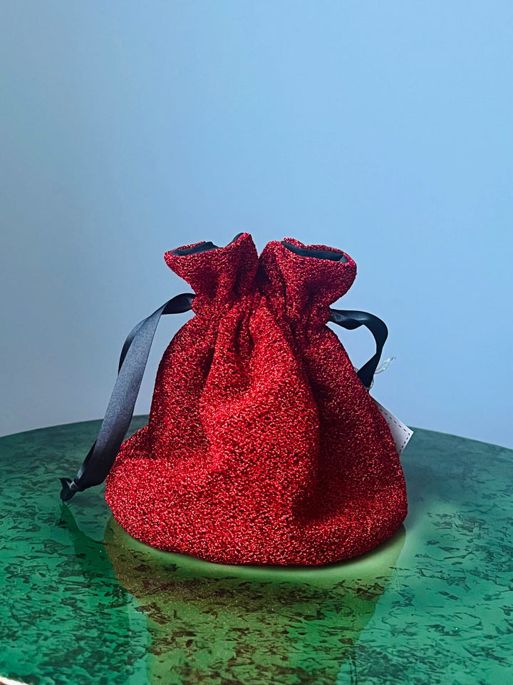 Dianas Vintage vesker Poseveske av restestoff - rød lurex