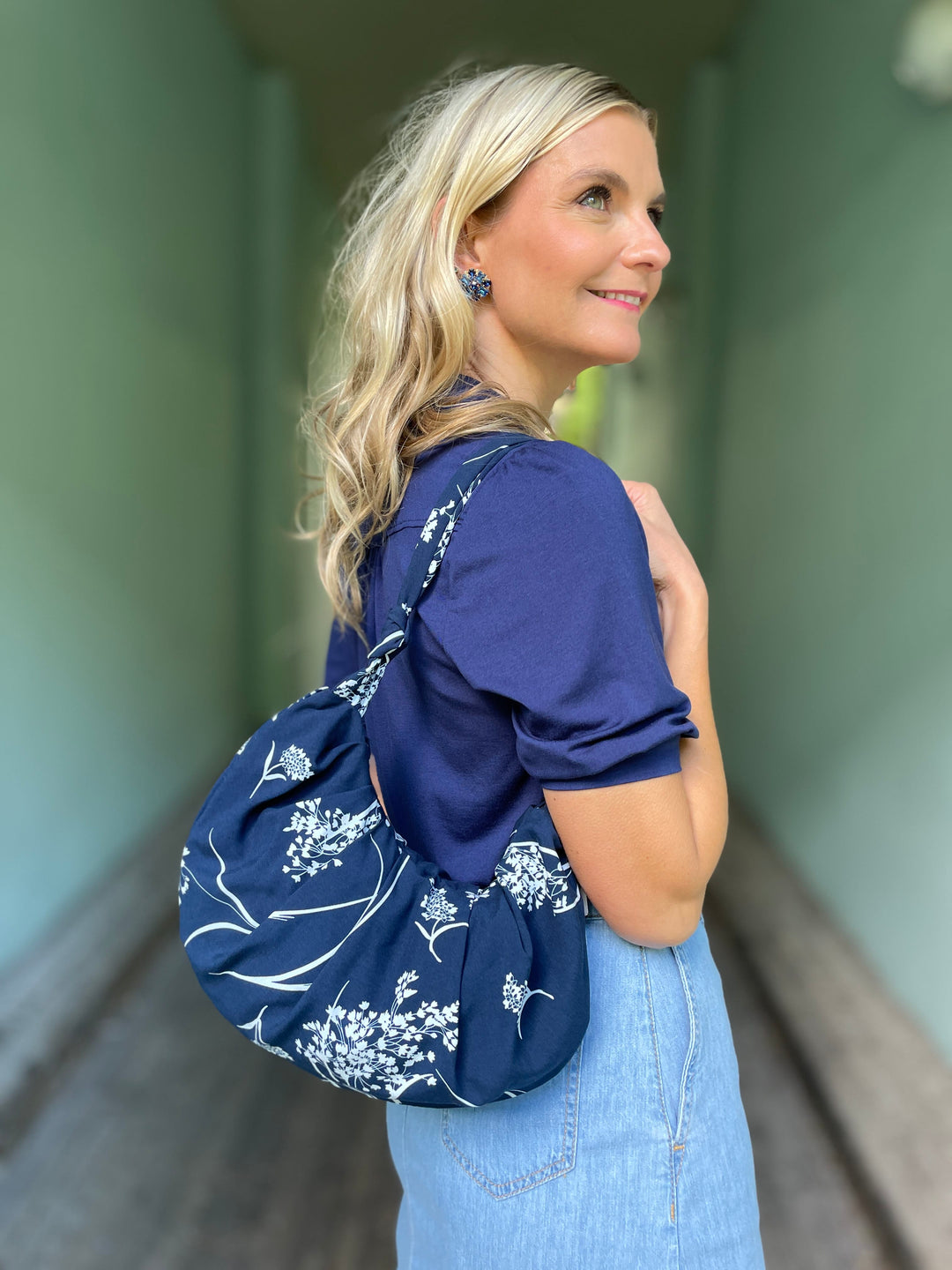 Dianas Vintage vesker Veske av restestoff - blue dream