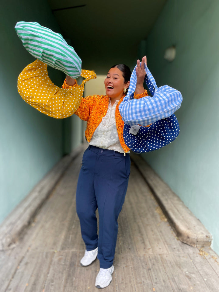 Dianas Vintage vesker Veske av restestoff - dots blå
