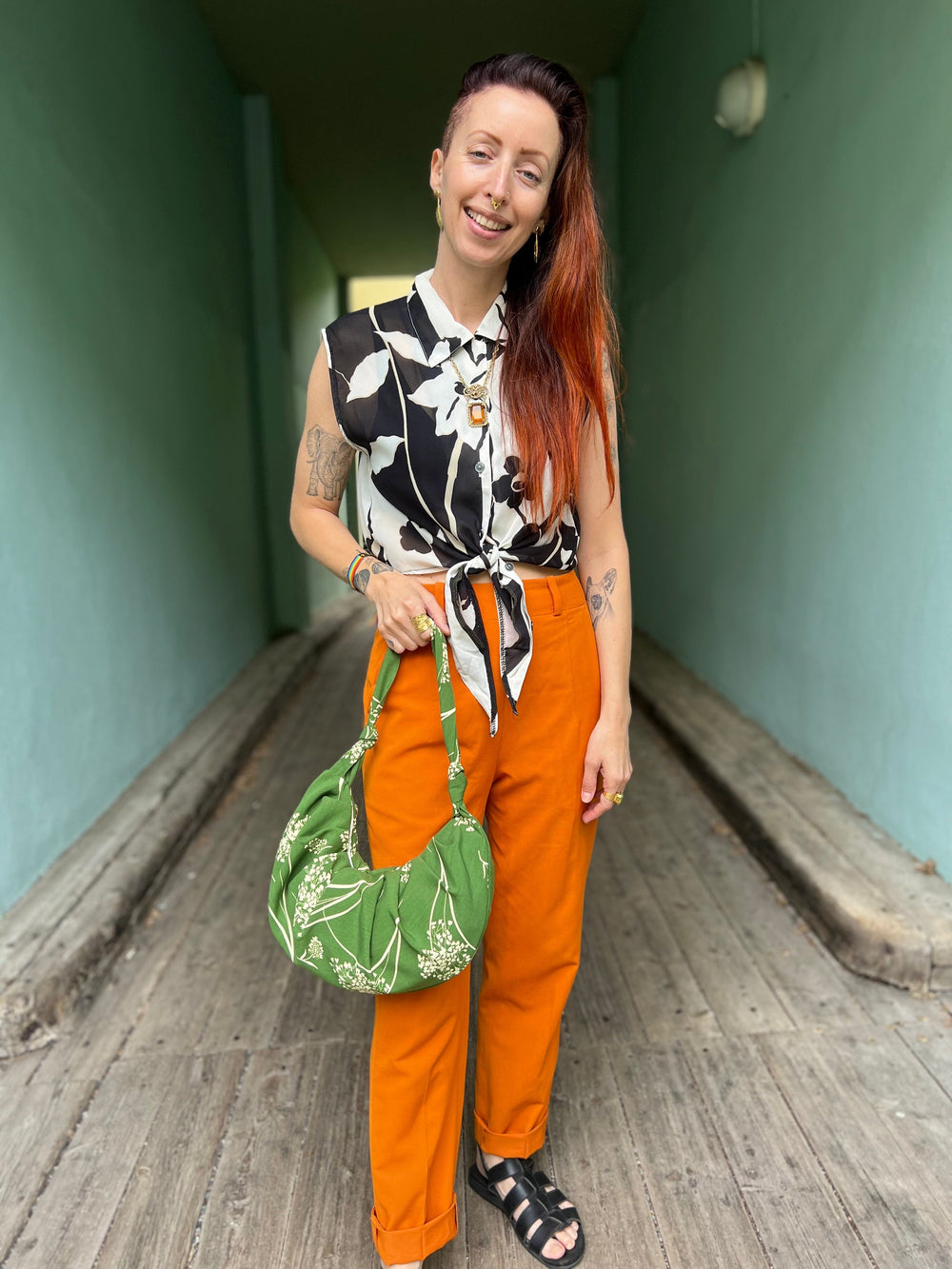 Dianas Vintage vesker Veske av restestoff - green dream
