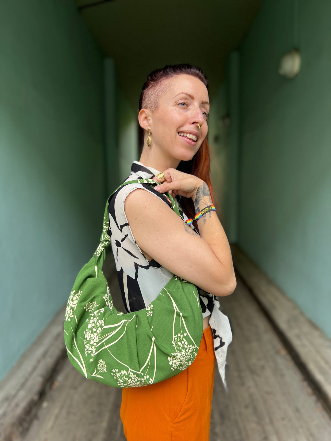 Dianas Vintage vesker Veske av restestoff - green dream