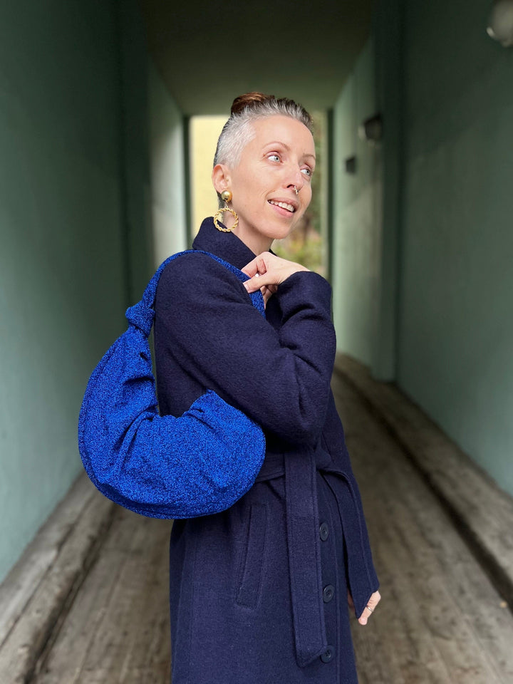 Dianas Vintage vesker Veske av restestoff - mørk blå lurex