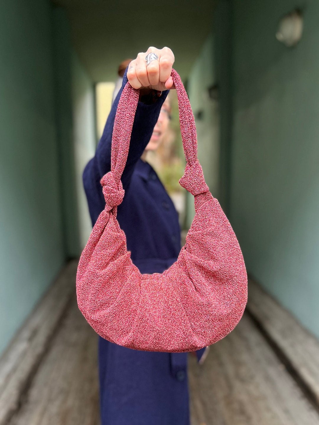 Dianas Vintage vesker Veske av restestoff - rosa lurex