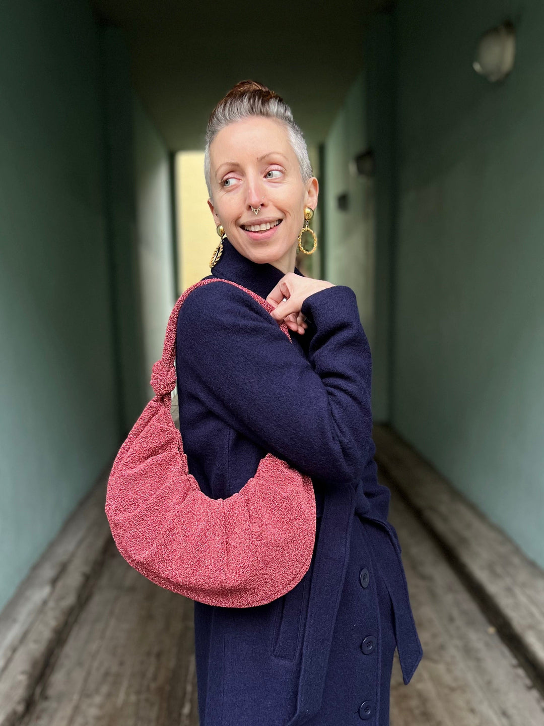 Dianas Vintage vesker Veske av restestoff - rosa lurex