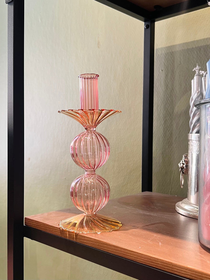 Eja Lysestake Lysestake glass - rosa/gul