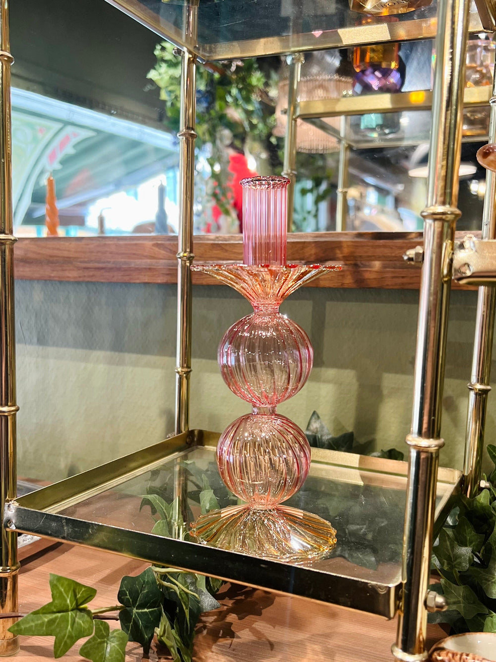 Eja Lysestake Lysestake glass - rosa/gul