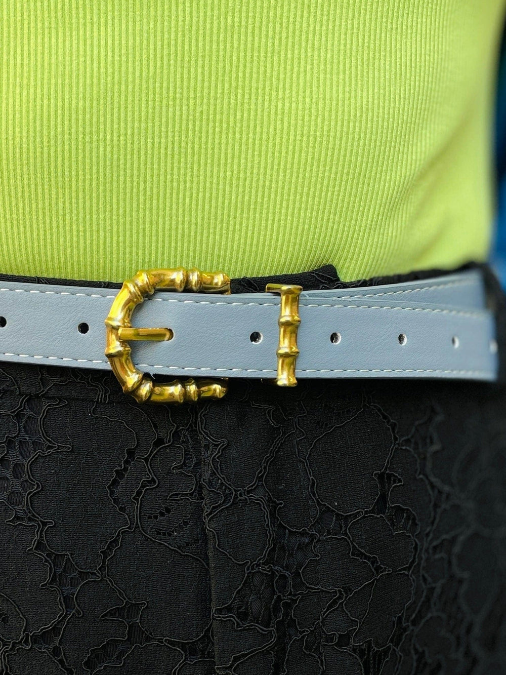 Frøken Dianas salonger belter Belte bambus - blågrå