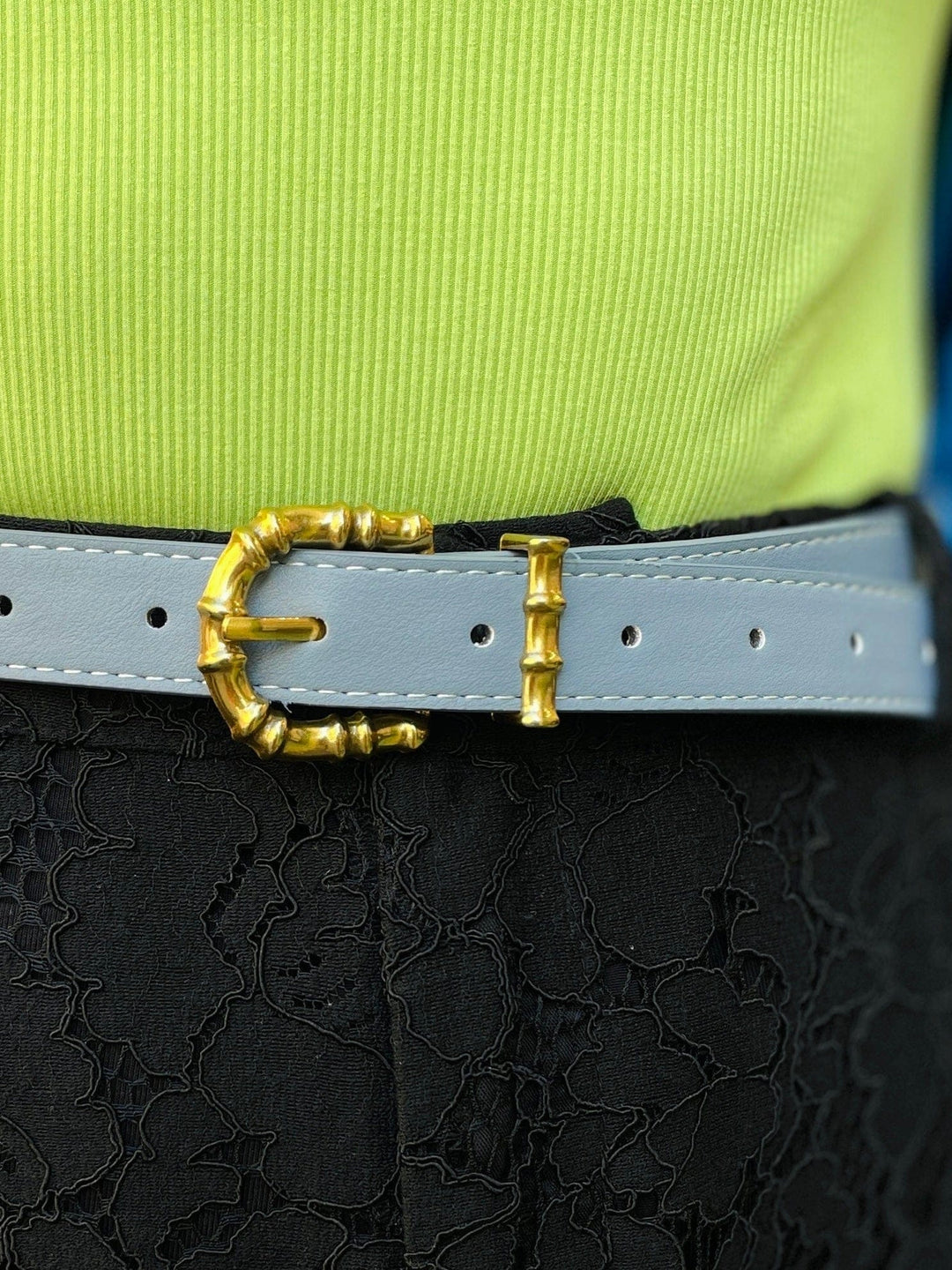 Frøken Dianas salonger belter Belte bambus - blågrå