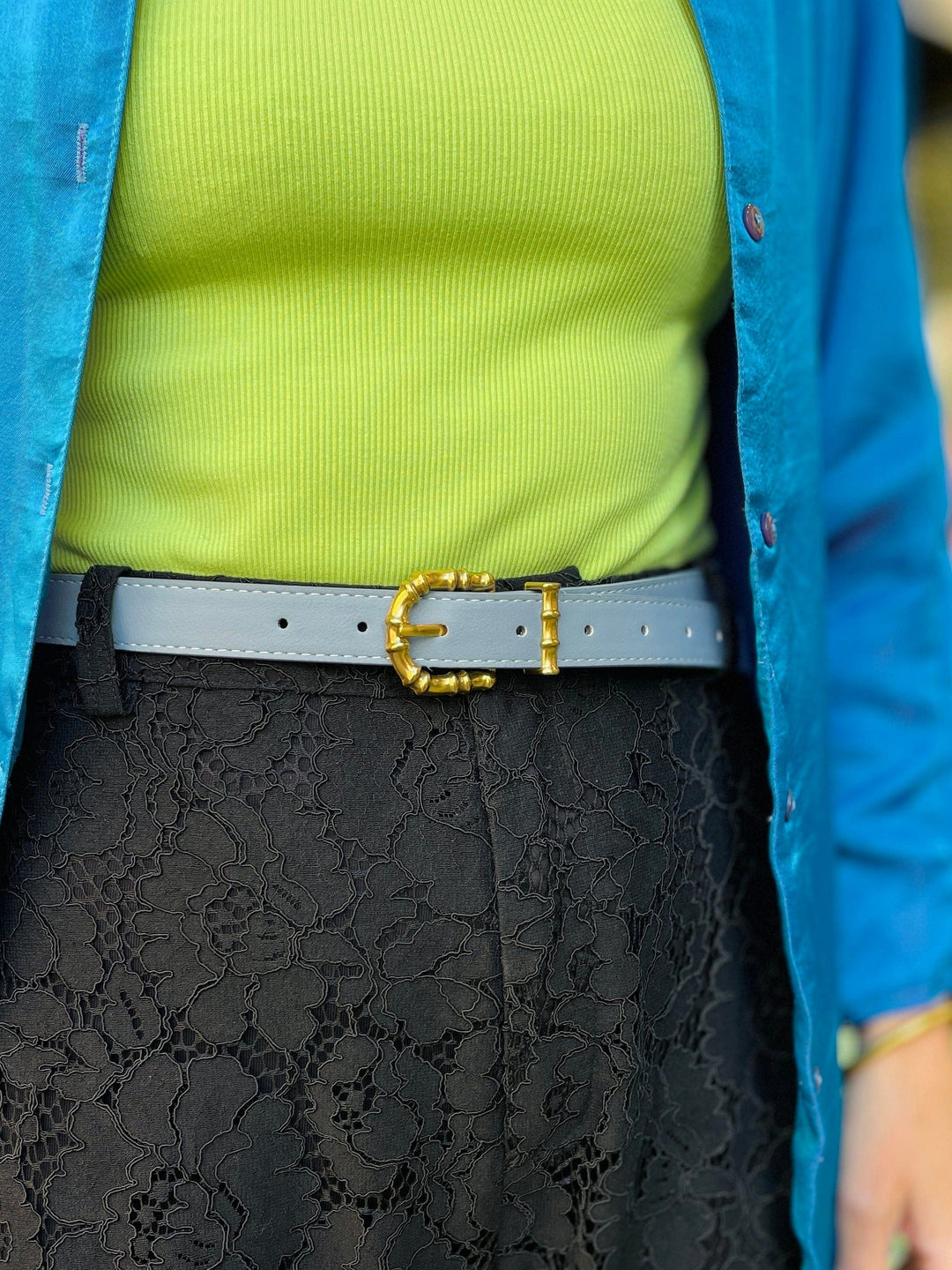 Frøken Dianas salonger belter Belte bambus - blågrå