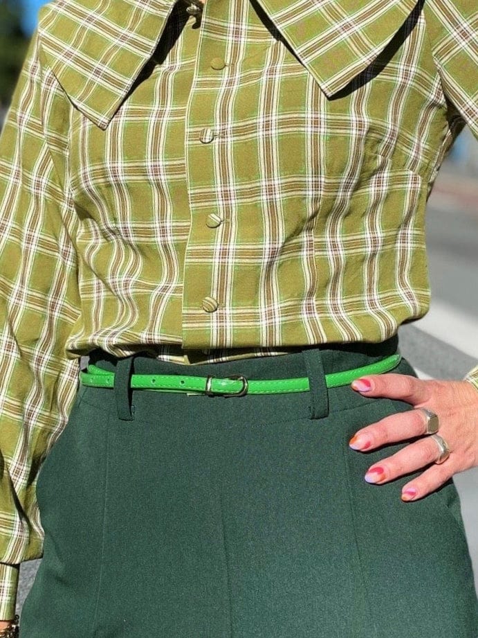 Frøken Dianas salonger belter Smalt lakkbelte - grønn