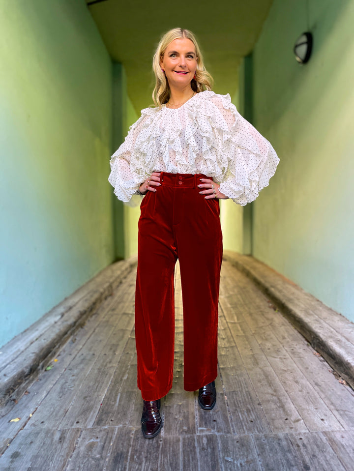 Hepburn pants velvet - burnt orange