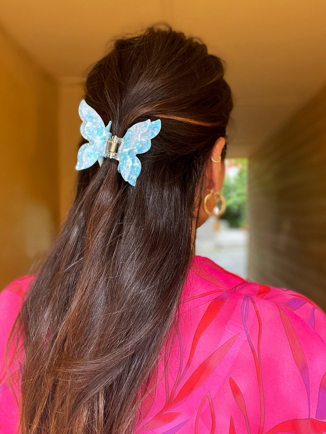 Frøken Dianas salonger hårpynt Hårklype - dobbel sommerfugl - blå