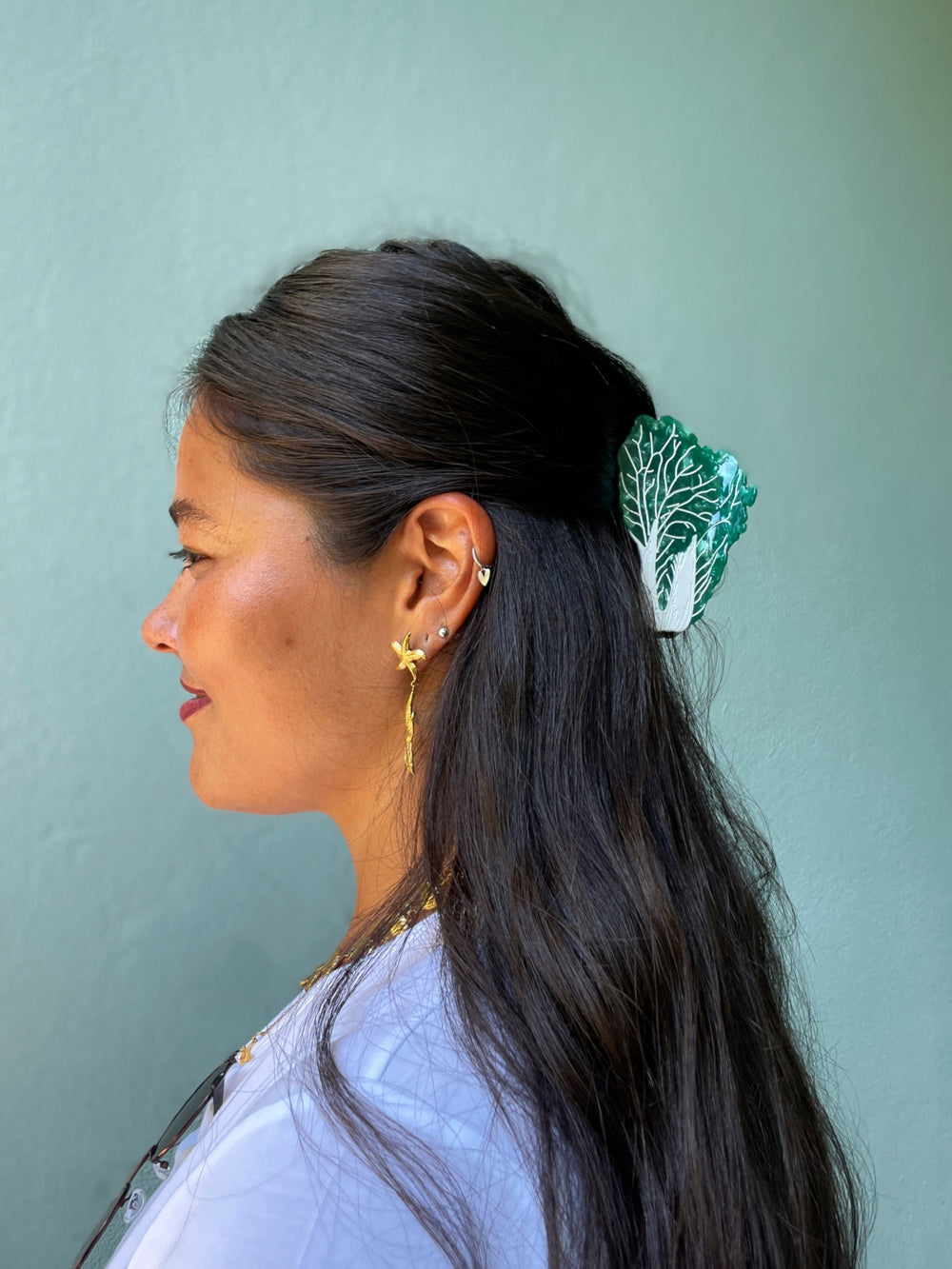 Frøken Dianas salonger hårpynt Hårklype - kinakål - mørk grønn