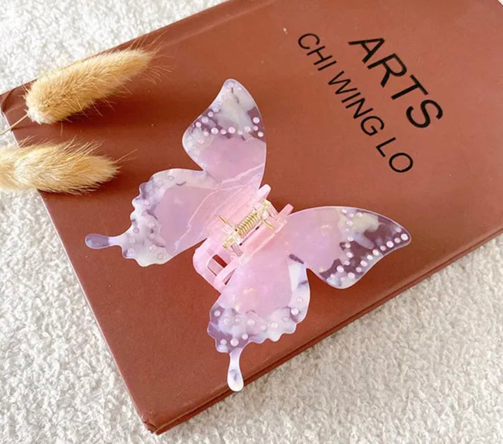 Frøken Dianas salonger hårpynt Hårklype - stor sommerfugl - rosa