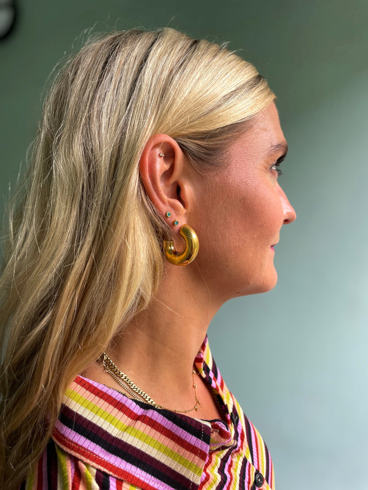 Frøken Dianas salonger øredobber Øredobber - blanke chunky hoops - gull