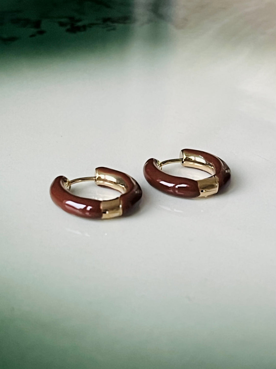 Frøken Dianas salonger øredobber Øredobber glossy hoops brun