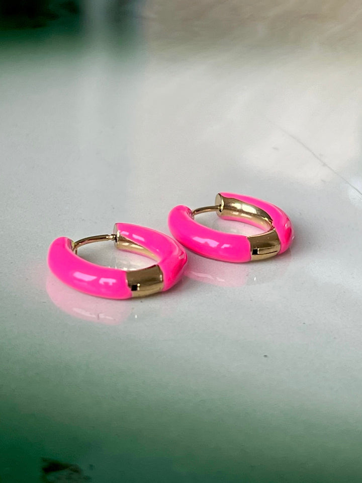 Frøken Dianas salonger øredobber Øredobber glossy hoops rosa