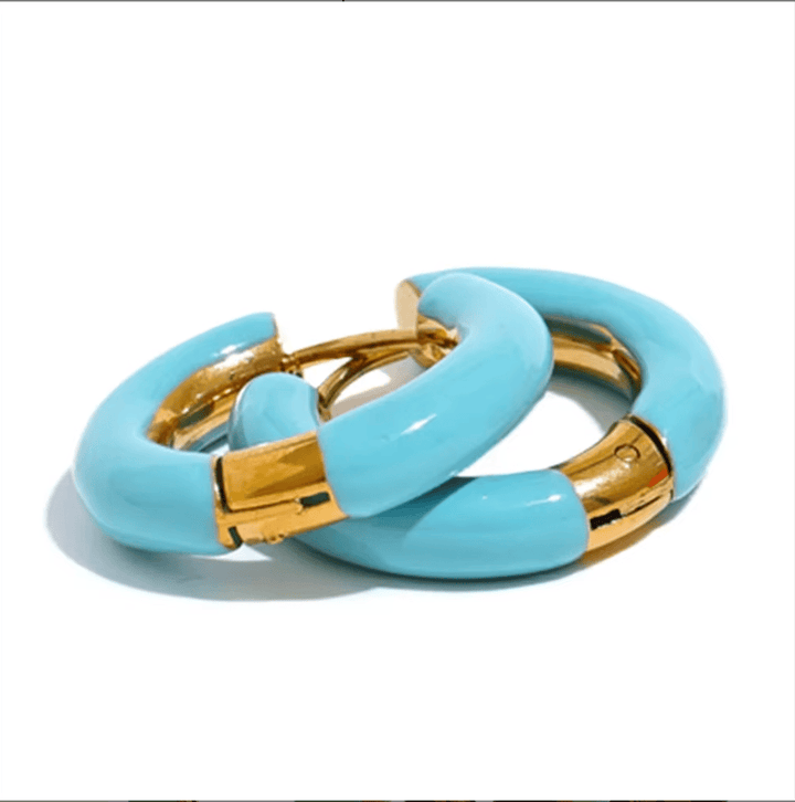 Frøken Dianas salonger øredobber Øredobber glossy hoops turkis