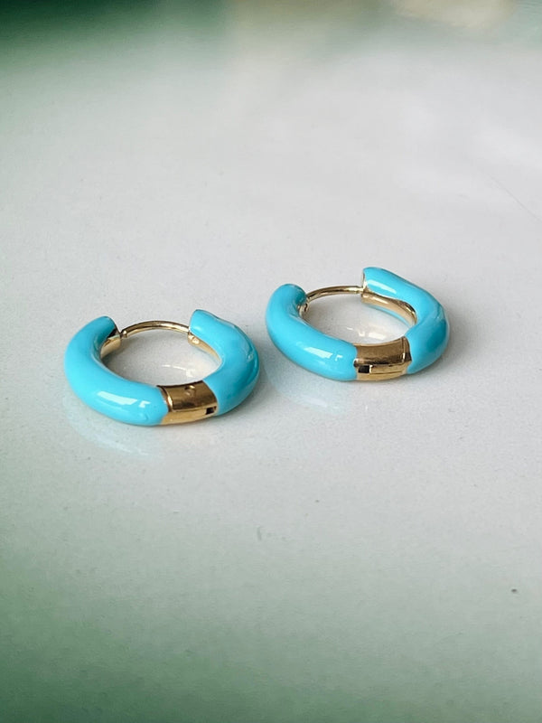 Frøken Dianas salonger øredobber Øredobber glossy hoops turkis