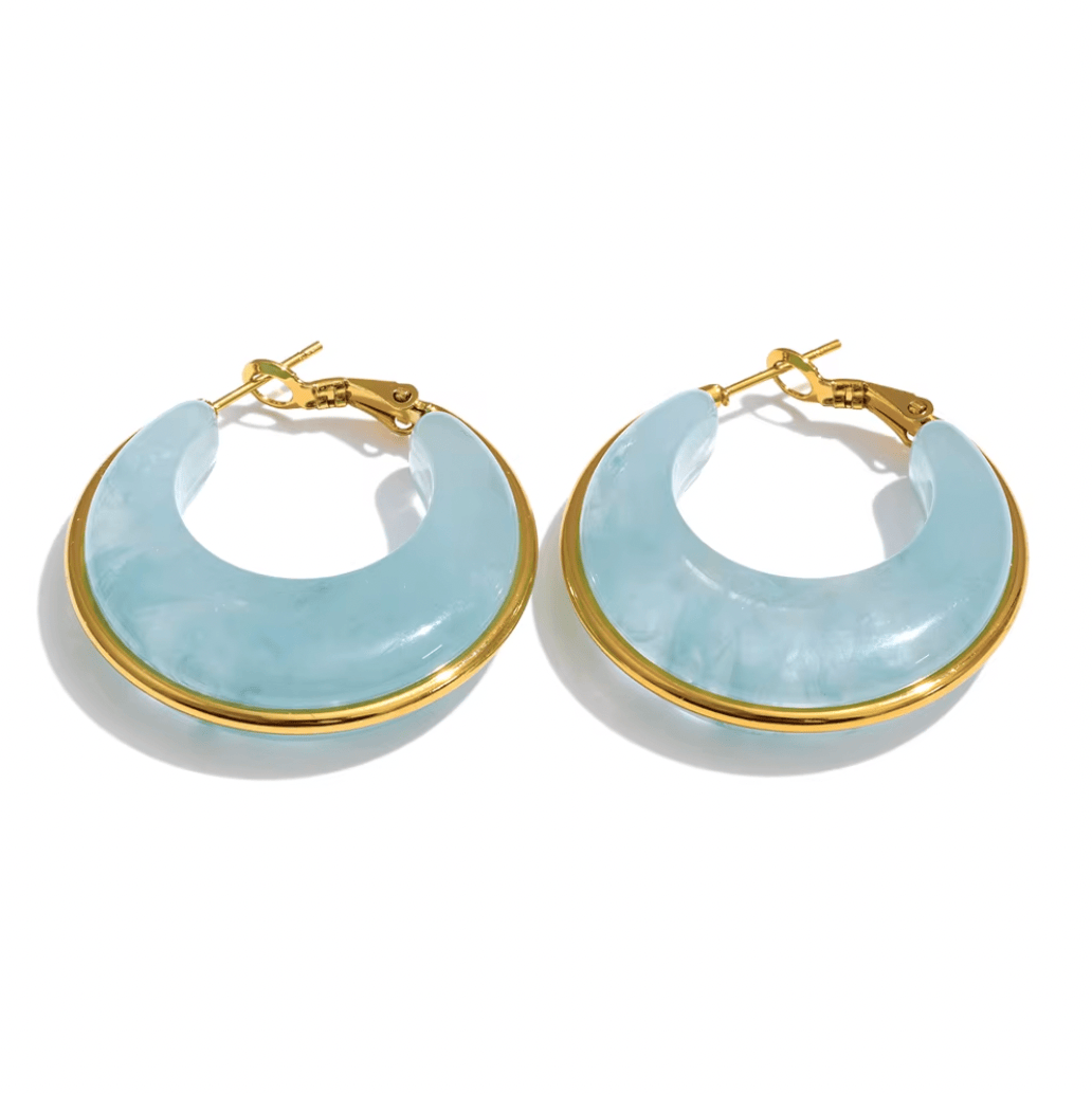 Frøken Dianas salonger øredobber Øredobber marble hoops blå