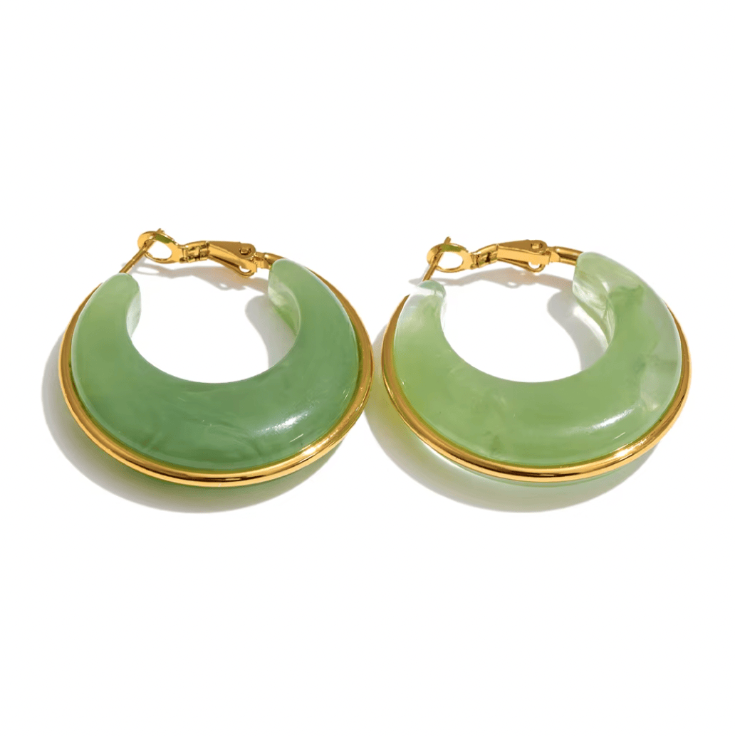 Frøken Dianas salonger øredobber Øredobber marble hoops grønn