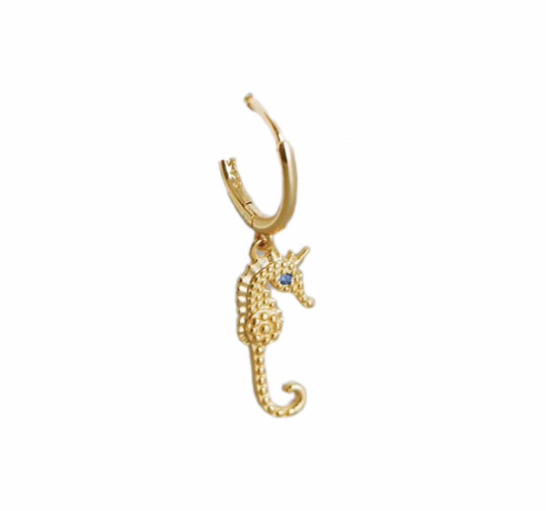 Frøken Dianas salonger øredobber Sea horse hoop - gold