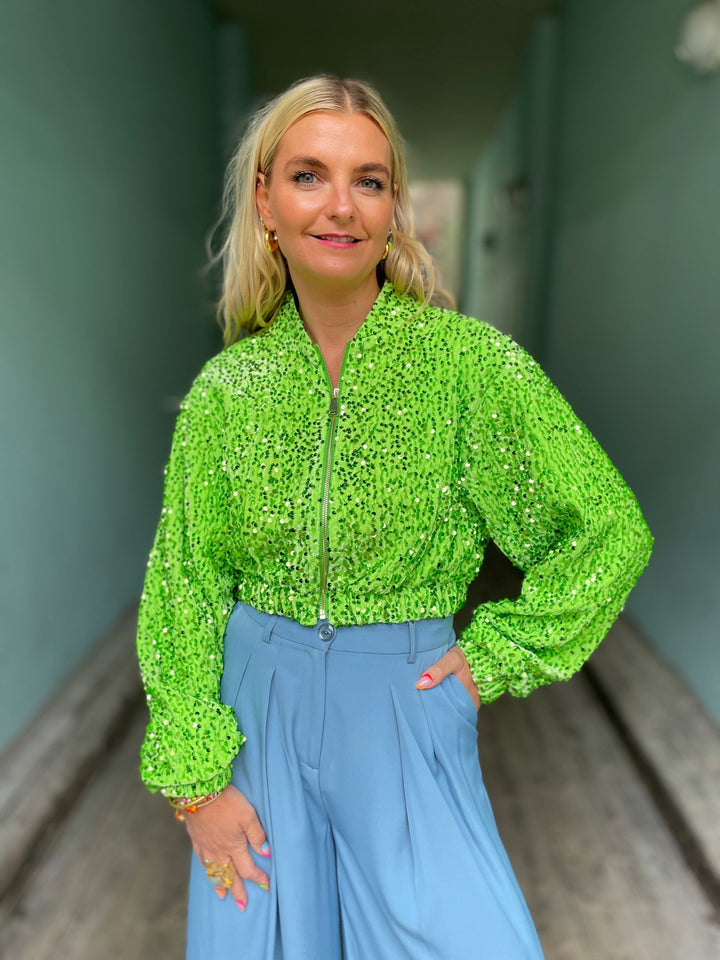 Jayley Topper Sequin Bomber Jacket - limegrønn