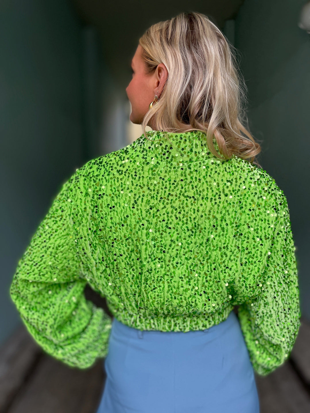 Jayley Topper Sequin Bomber Jacket - limegrønn