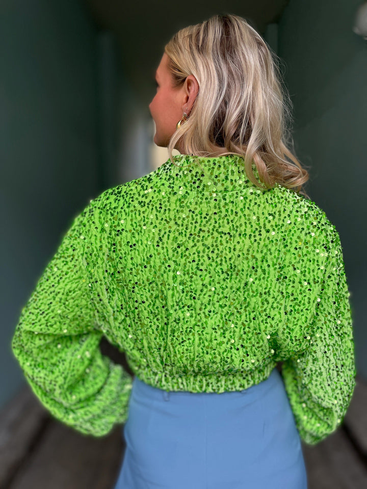 Jayley Topper Sequin Bomber Jacket - limegrønn