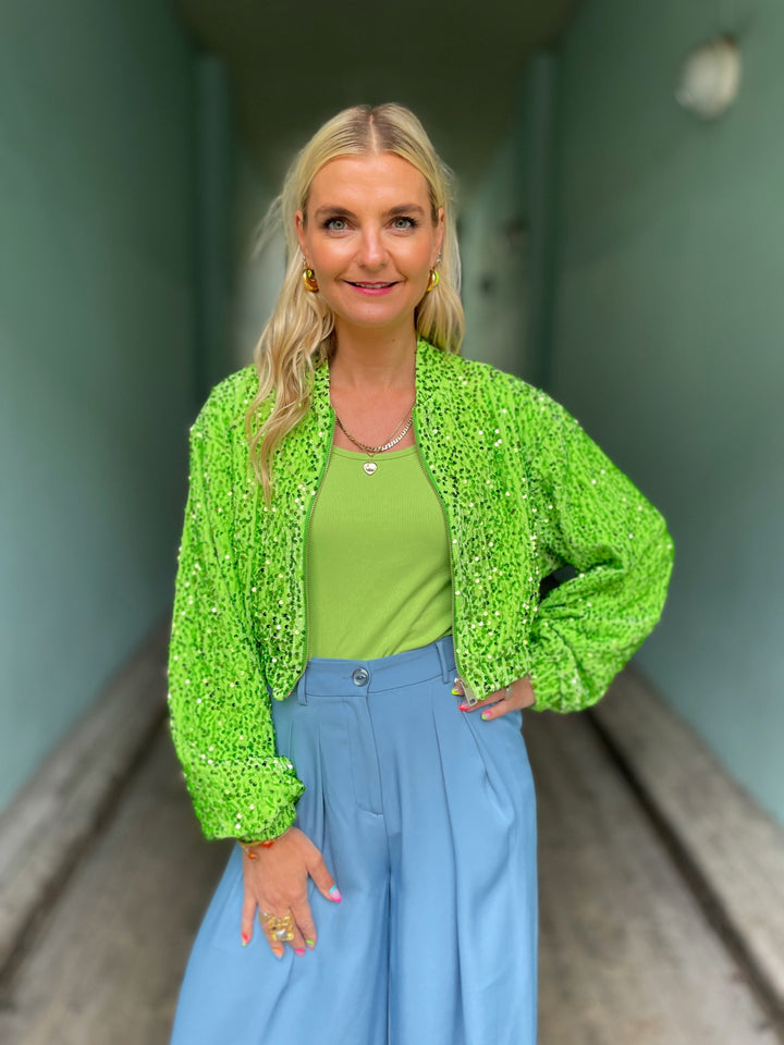 Jayley Topper Sequin Bomber Jacket - limegrønn