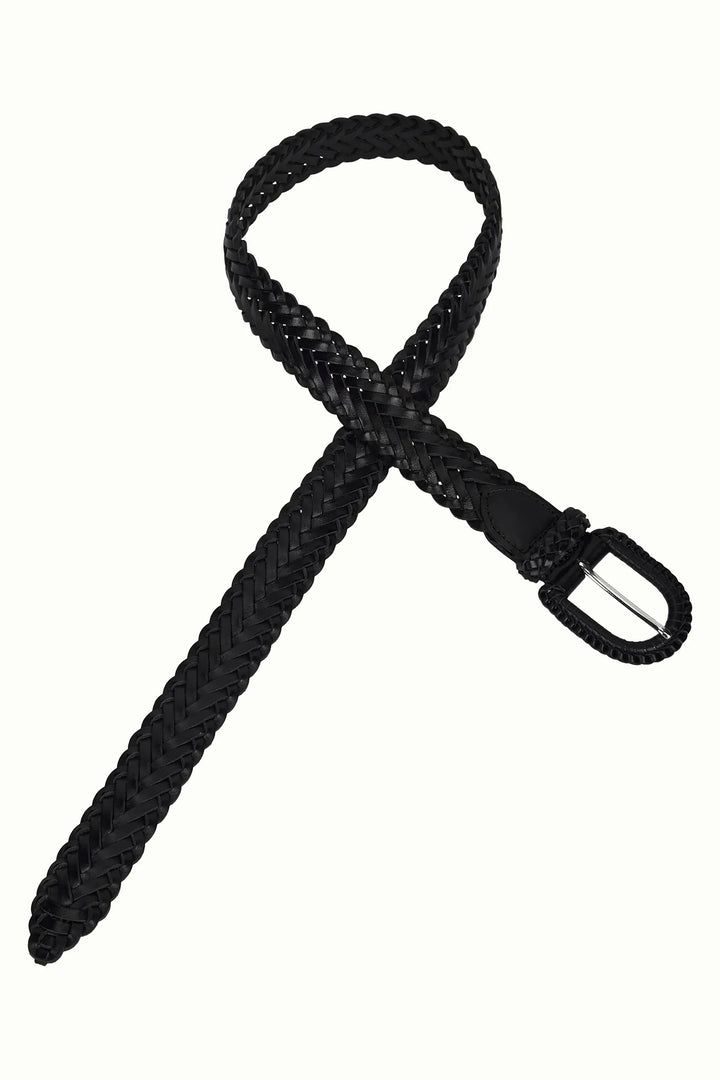 King Louie belter Flettet skinnbelte bredt - black