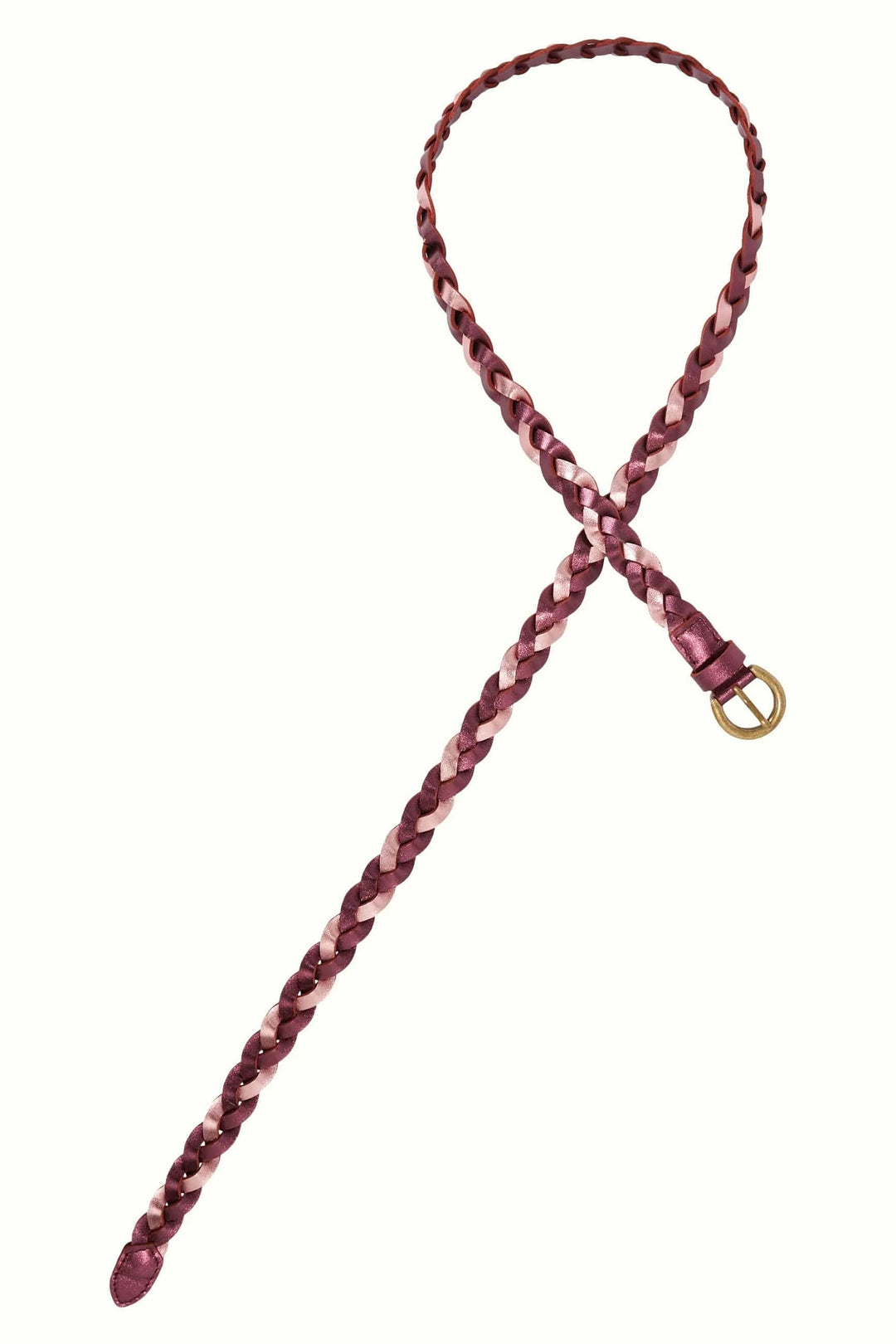 King Louie belter 105 cm Flettet skinnbelte glitter - bordeaux red