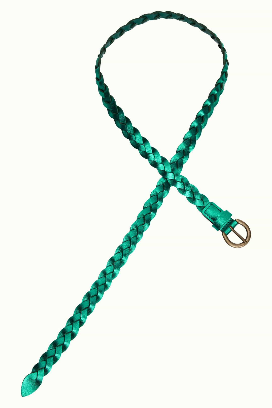 King Louie belter Flettet skinnbelte glitter - very green