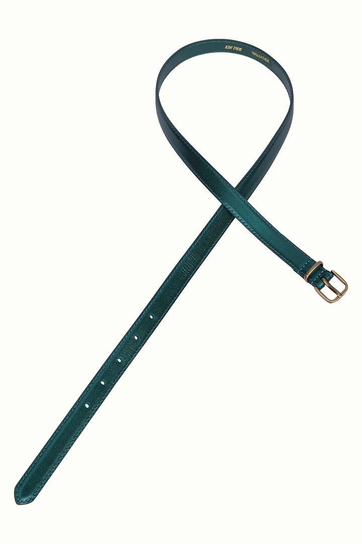 King Louie belter Shiny skinnbelte - spruced green