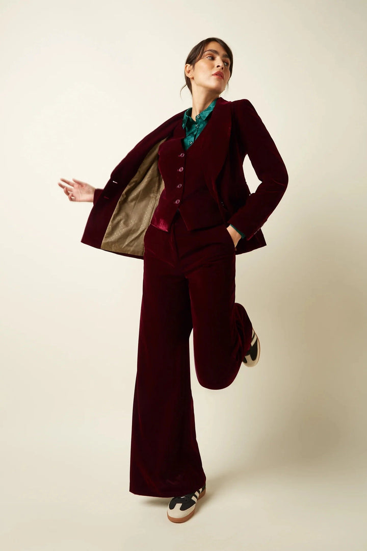 King Louie blazer Brooke Gamine fløyel blazer - Bordeaux Red