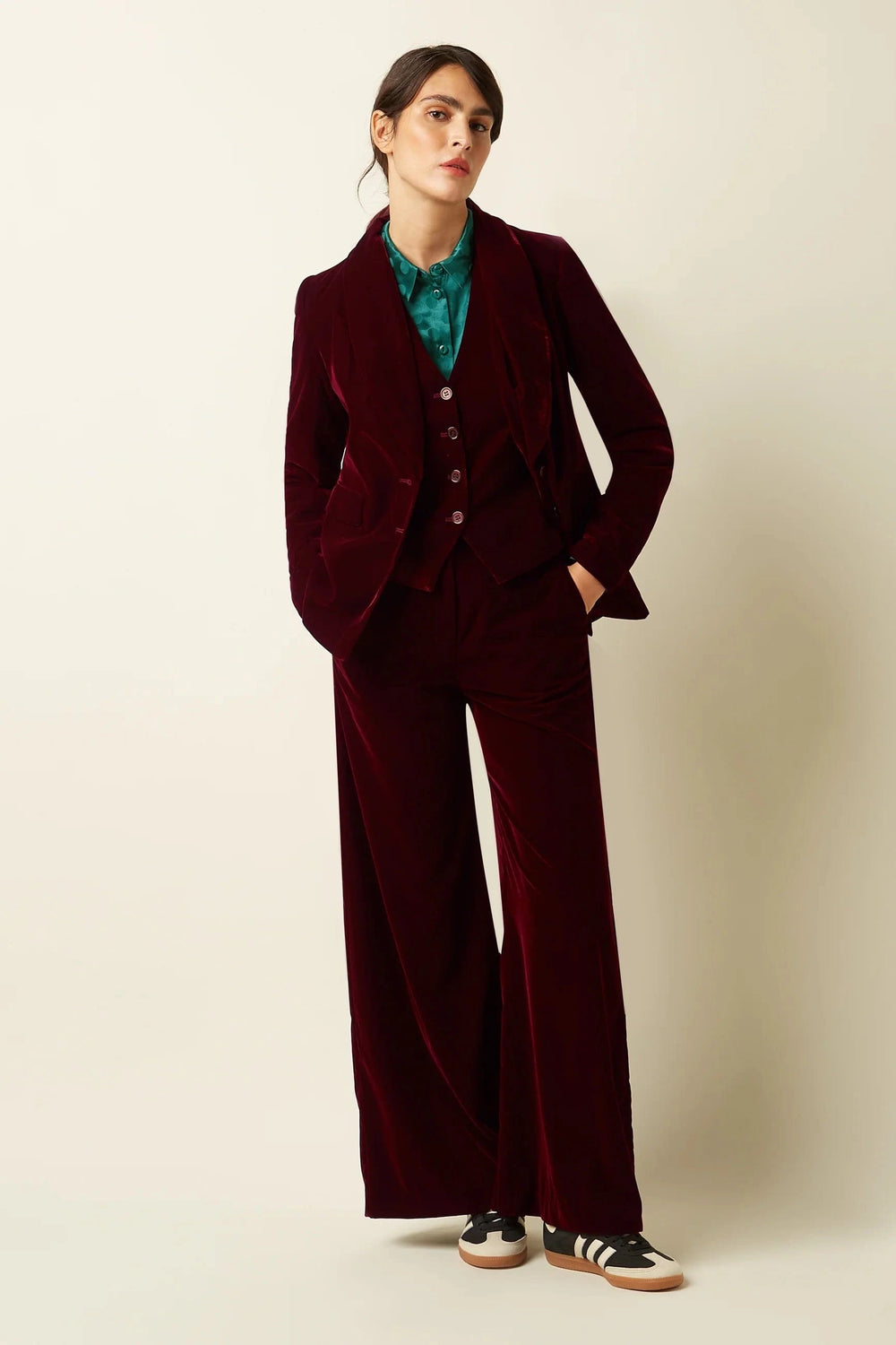 King Louie blazer Brooke Gamine fløyel blazer - Bordeaux Red